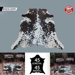 Luxurious Dark Brown & White Cowhide Rug - Small Animal Print Area Rug