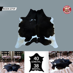 Luxury Brown and White Cowhide Rug, Small Size, Hypoallergenic, Non-Slip Suede Back, Unique Natural Beauty, Free Shipping in UK