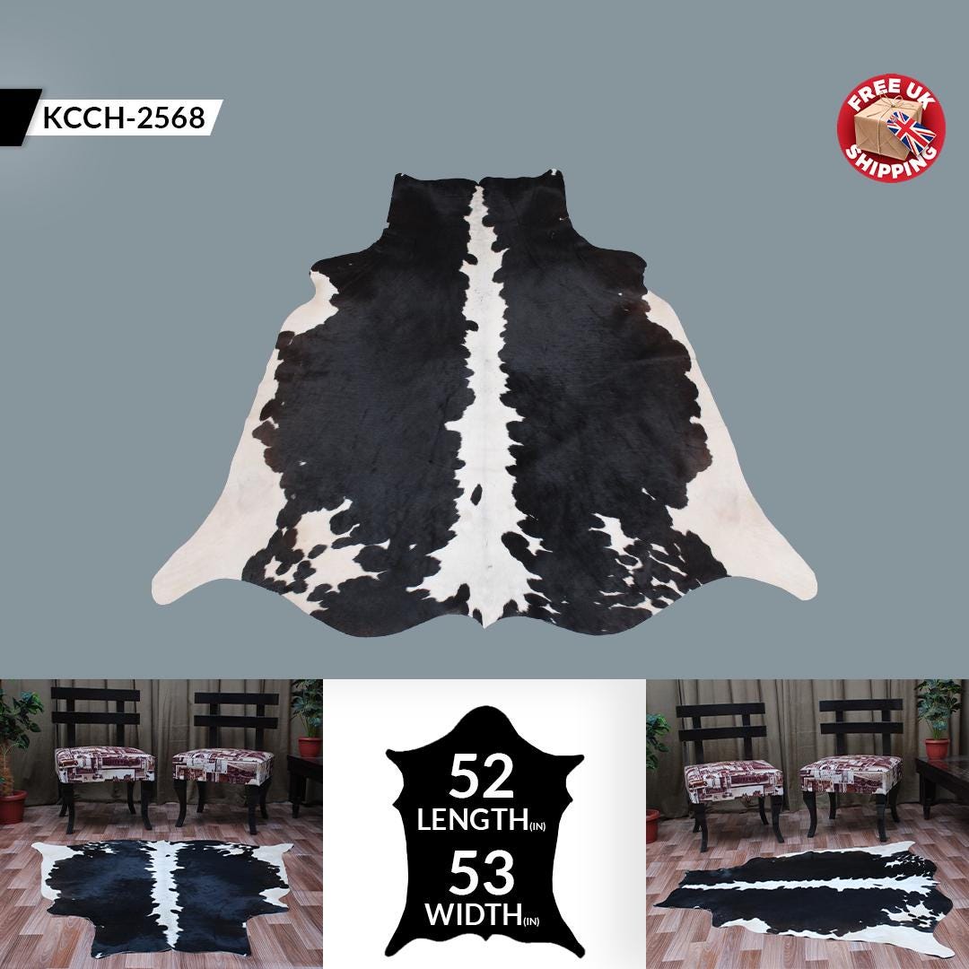Luxury Cowhide Rug - Dark Brown & White Hair, Hypoallergenic, Handcrafted, Durable - Versatile, Unique Beauty - Bedroom/Living Room Decor