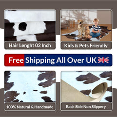 Luxury Medium Black White Cowhide Rugs Cow Hide Carpet For Bedroom/living room