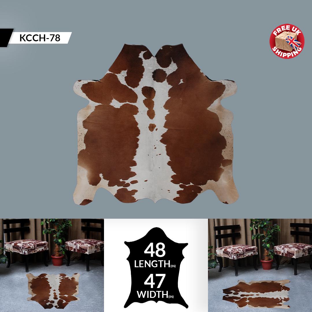 Luxurious Red & White Cowhide Rug - Hypoallergenic, Non-Slip Backing, Handcrafted, Unique Markings, Durable - Versatile Décor