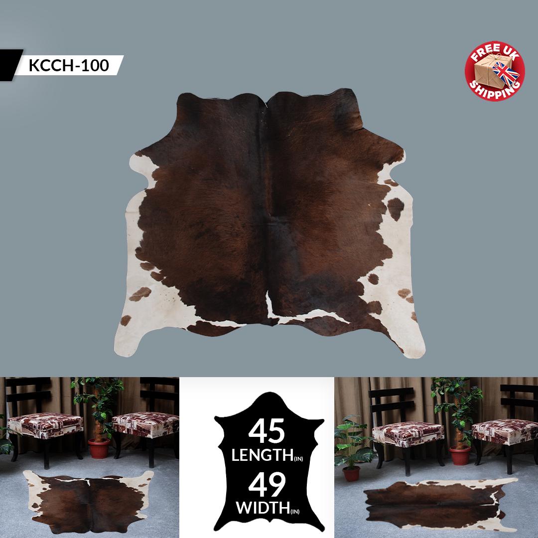 Luxurious Dark Brown & White Cowhide Rug | Medium Size | Hypoallergenic - Durable | Handcrafted Beauty for Rustic Charm