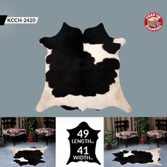 Luxurious Medium Black & White Cowhide Rug with Hypoallergenic Properties - Handcrafted, Durable - Unique Animal Pattern Rug