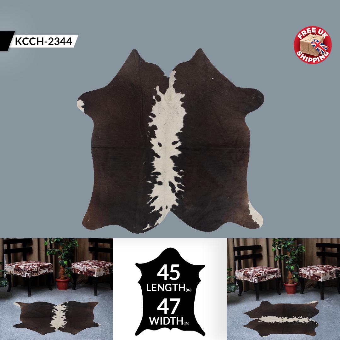 Luxury Handcrafted Cowhide Rug - Hypoallergenic, Non-Slip Backing, Unique Marks - Medium Size Perfect for Bedroom or Living Room