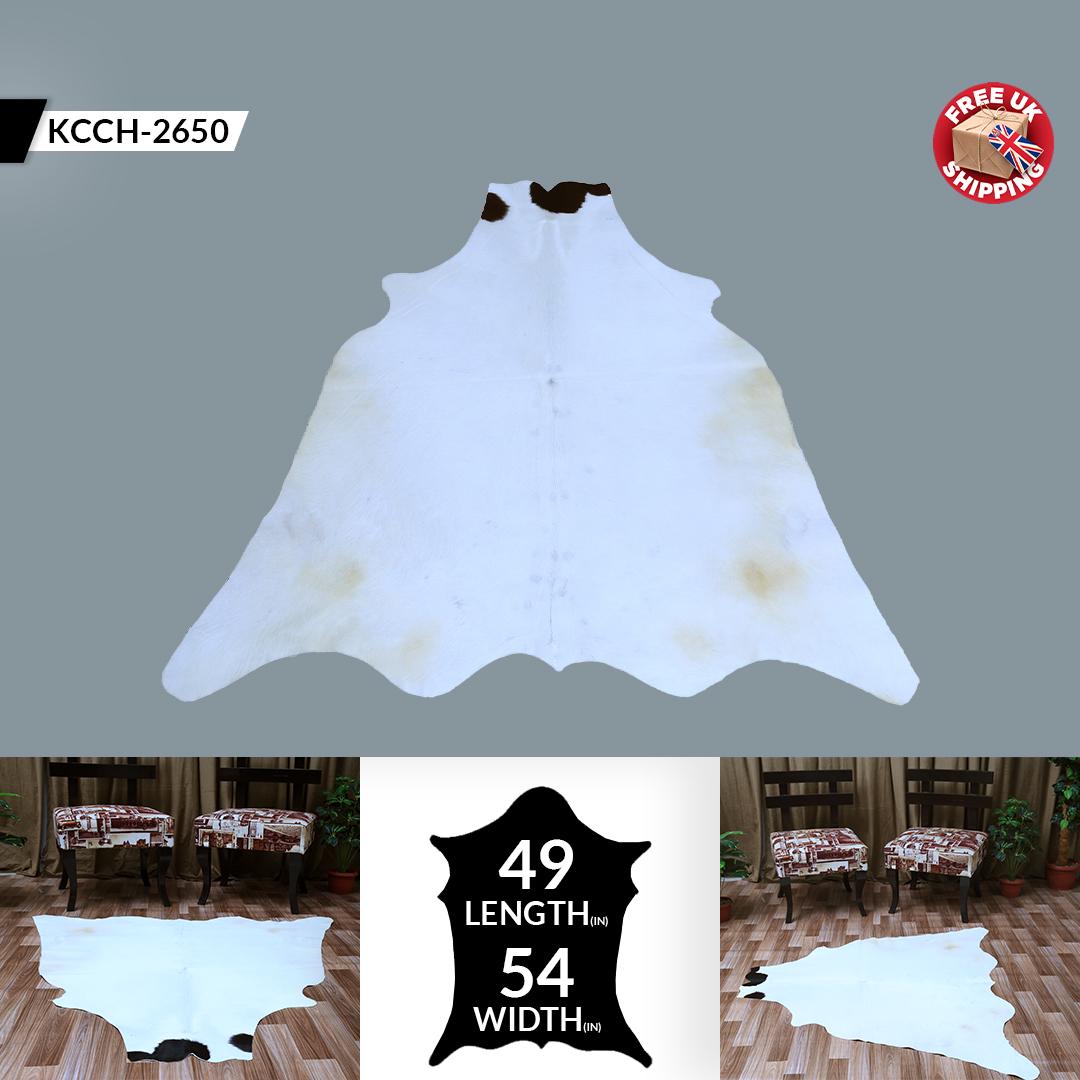 Luxurious Brown & White Cowhide Rug | Handcrafted Medium Size with Unique Animal Pattern | Hypoallergenic - Durable Hide for Rustic Charm