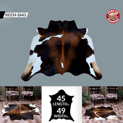 Luxury Dark Brown & White Cowhide Rug for Bedroom - Living Room - Hypoallergenic, Durable - Handcrafted - Medium Size