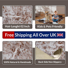 Rustic Charm: Handcrafted Medium Cowhide Rug - Classic Brown and White Hair Rug for Bedroom/Living Room - Durable, Hypoallergenic,