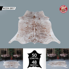 Rustic Charm: Handcrafted Medium Cowhide Rug - Classic Brown and White Hair Rug for Bedroom/Living Room - Durable, Hypoallergenic,