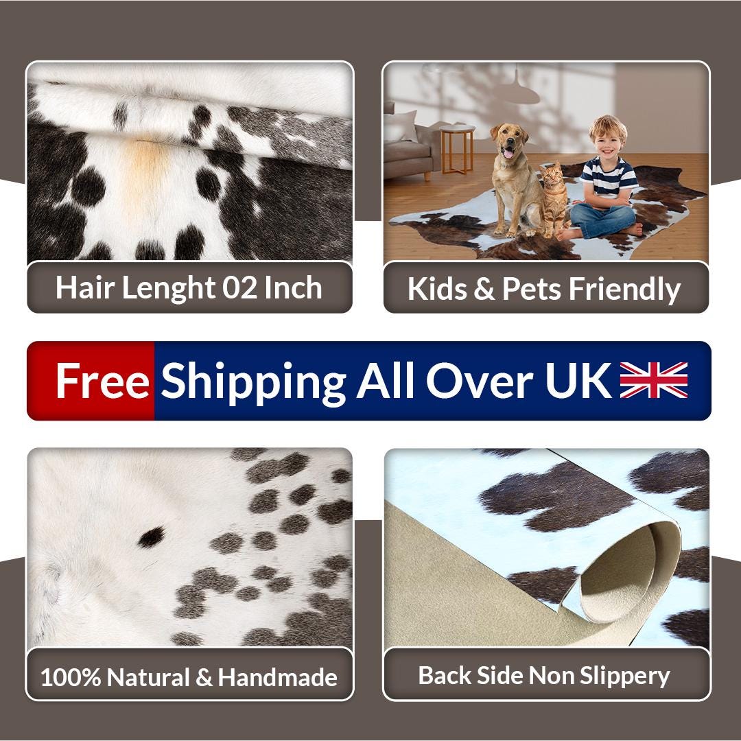 Luxurious Red & White Cowhide Rug - Handcrafted, Hypoallergenic, - Non-Slip for Elegant Home Décor