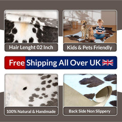 Luxurious Red & White Cowhide Rug - Handcrafted, Hypoallergenic, - Non-Slip for Elegant Home Décor