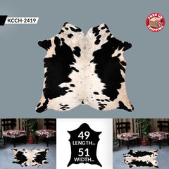 Luxurious Large Brown & White Cowhide Rug for Bedroom - Living Room, Hypoallergenic - Non-Slippery, Perfect for Upholstery