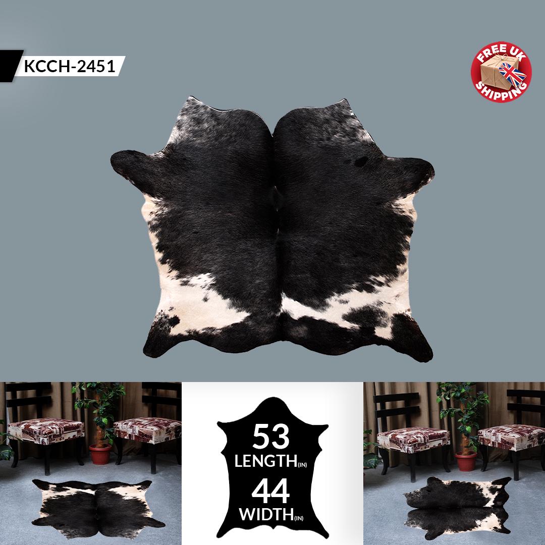 Luxury Hypoallergenic Cowhide Rug with Non-Slip Suede Back - Brown & White - Large Size - Ideal for Bedroom and Living Room - Free Shipping