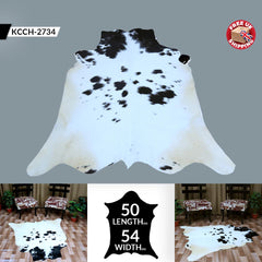Luxury Brown & White Cowhide Rug for Elegant Home Decor - Hypoallergenic, Non-Slip Backing, Non-Shedding - Large Size, Free UK Shipping