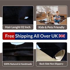 Luxury Brown and White Cowhide Rug for Elegant Home Decor - Hypoallergenic, Non-Slip, Non-Shedding - Free Shipping in UK - Top Quality