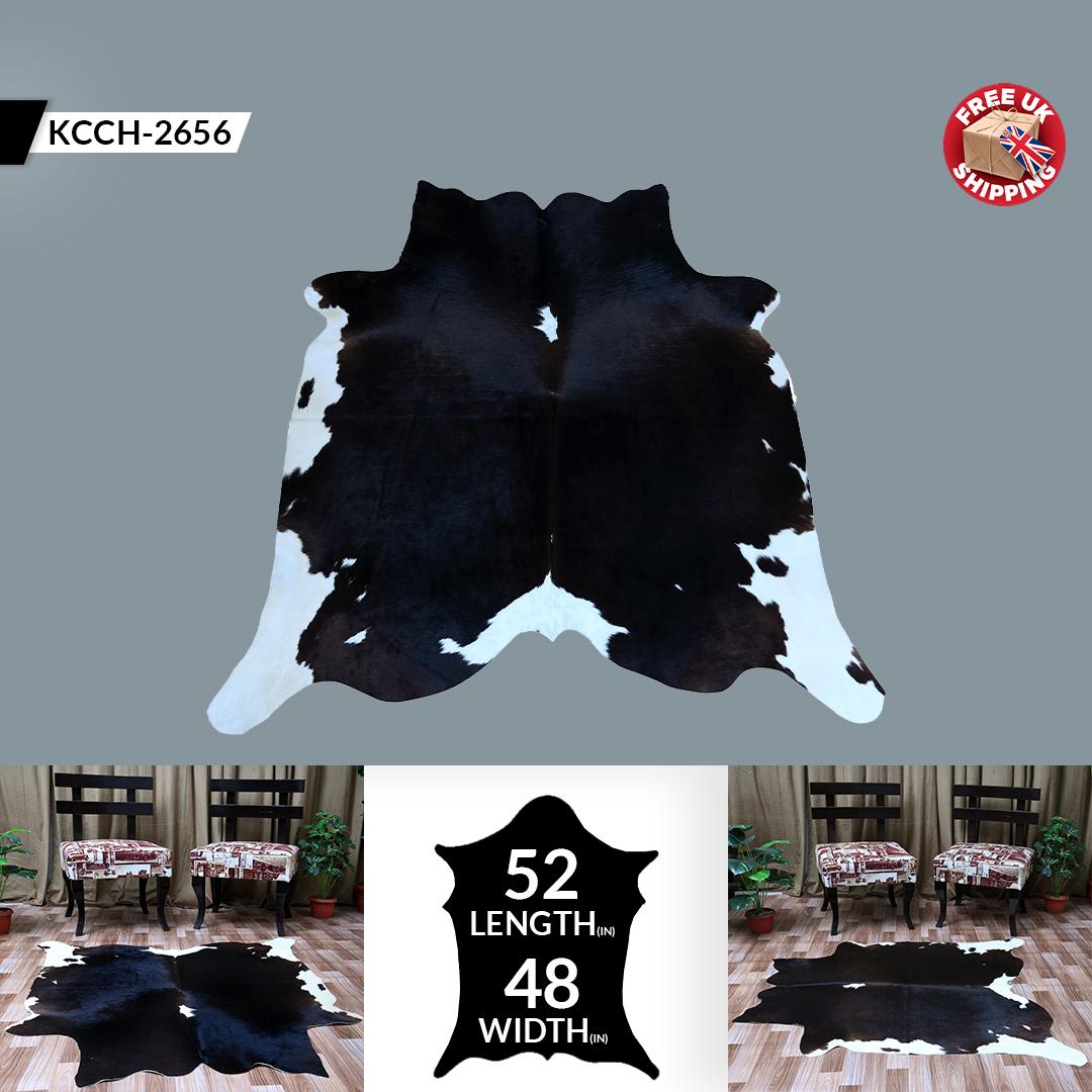 Luxury Brown and White Cowhide Rug for Elegant Home Decor - Hypoallergenic, Non-Slip, Non-Shedding - Free Shipping in UK - Top Quality