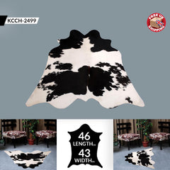 Luxurious Black and White Cowhide Rug with Hypoallergenic, Non-Slip Suede Back - Large Size - Free Shipping - Top Quality