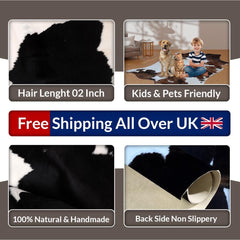 Stunning Black & White Cowhide Rug - Hypoallergenic, Non-Slip Backing, Hand-Selected Premium Hide - Perfect for Lounge Décor - Celestial Leather Limited
