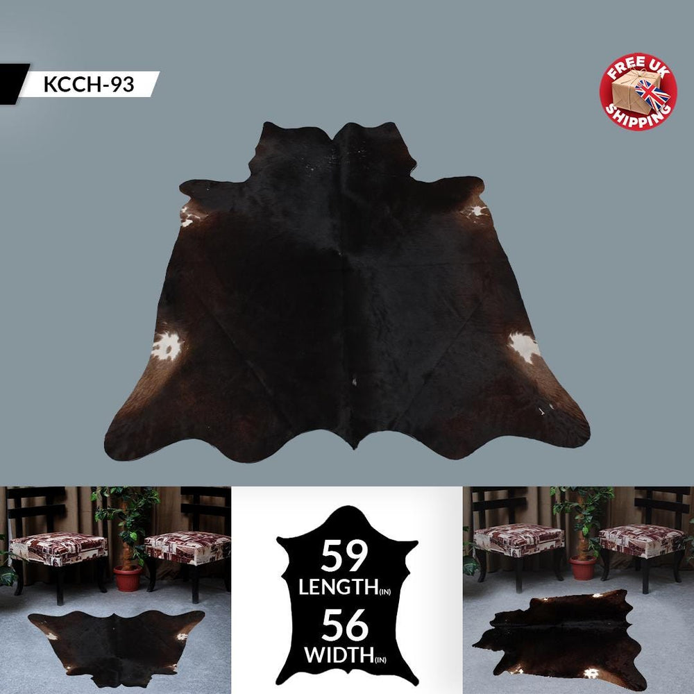 Luxurious Dark Brown & White Cowhide Rug - Hypoallergenic, Non Slip Suede Back, Non Shedding - Hand selected Premium Hides - Free Shipping - Celestial Leather Limited