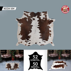 Luxury Brown and White Cowhide Rug for Elegant Home Decor - Large Size - Hypoallergenic - Non-Slip Suede Back - Non-Shedding - Free Shipping - Celestial Leather Limited