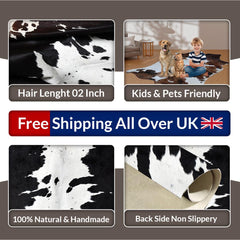 Stunning Large Dark Brown & White Cowhide Rug - Hypoallergenic - Non Slip Suede Back - Handselected Premium Hides - Free UK Shipping - Celestial Leather Limited