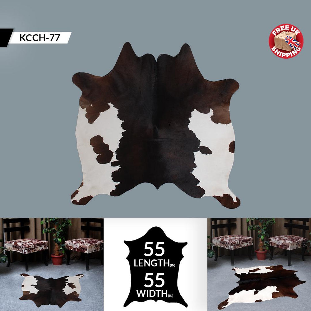 Stunning Large Dark Brown & White Cowhide Rug | Hypoallergenic - Non-Slip | Handselected Premium Hide | Luxurious - Durable Décor Rug - Celestial Leather Limited