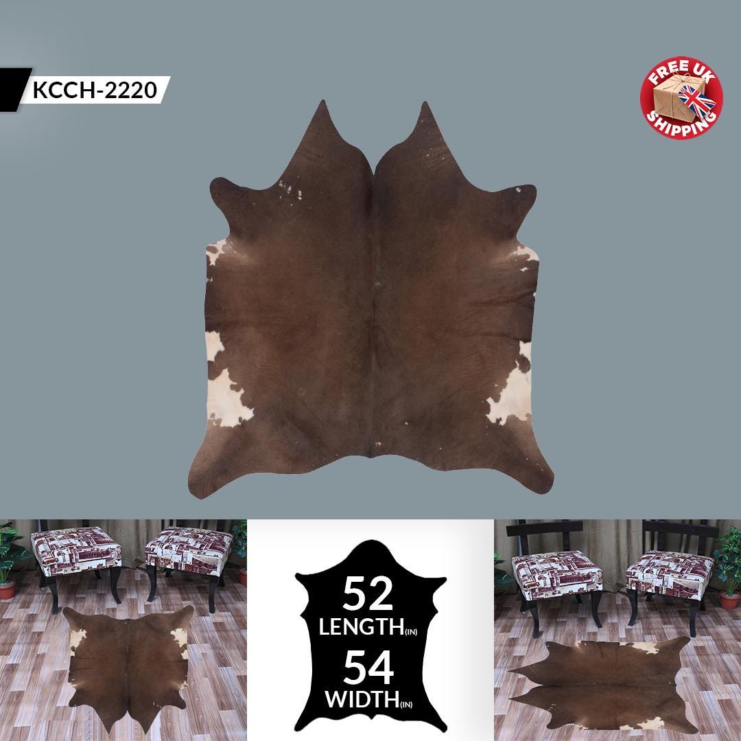 Luxurious Brown & White Hair Cowhide Rug for Elegant Home Decor - Large Size, Hypoallergenic, Non-Slip Back, Non-Shedding - Free Shipping!