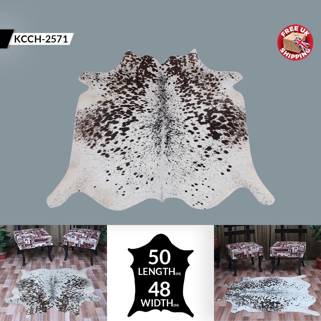 Luxury Brown & White Cowhide Rug for Home Decor - Large Size, Hypoallergenic, Non-Slip Back, Non-Shedding, Top Quality, Free Shipping - Celestial Leather Limited