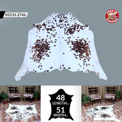 Luxury Hypoallergenic Brown & White Cowhide Rug with Non-Slip Suede Back - Large Size, Natural Hair - Radiant Sheen - Perfect for Home Decor - Celestial Leather Limited