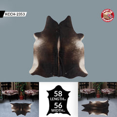 Stunning Dark Brown & White Cowhide Rug - Large Animal Print Center Piece w/ Hypoallergenic, Non Slip Suede Back - Non Shedding Properties