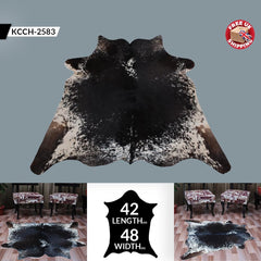 Luxurious Dark Brown & White Cowhide Rug, Hypoallergenic, Non-Slip Suede Back, Hand-Selected Premium Hide, Perfect for Bedroom or Living