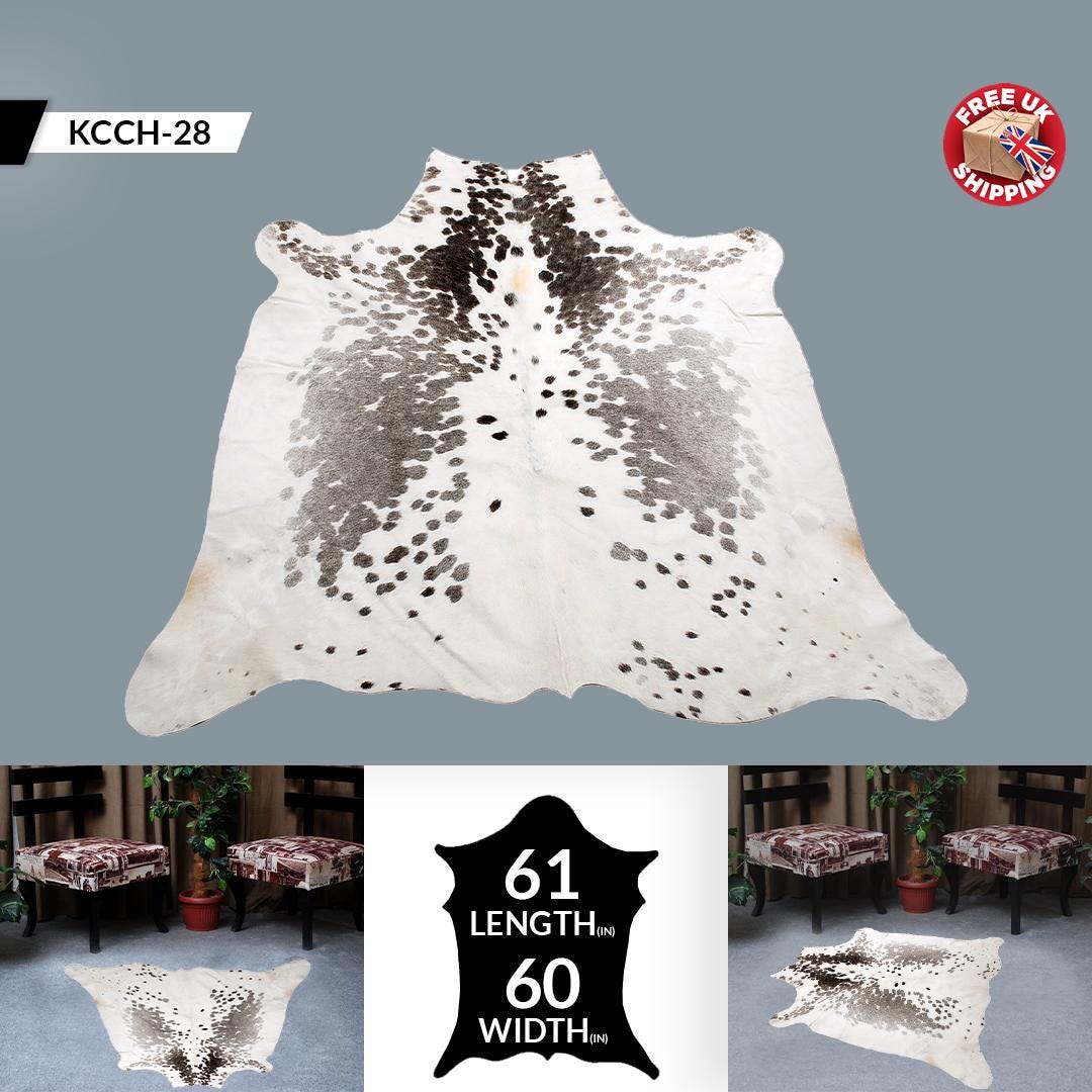 Luxurious Large Brown and White Cowhide Rug - Hypoallergenic, Non-Slip, Non-Shedding - Perfect for Upholstery - Free Shipping in UK
