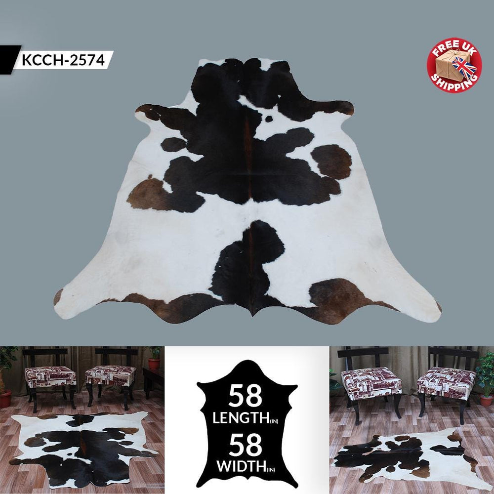 Luxurious Large Brown & White Cowhide Rug for Bedroom/Living Room Decor - Hypoallergenic, Non-slip Suede Back, Non-shedding - Free Shipping - Celestial Leather Limited