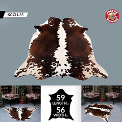 Luxurious Large Brown & White Cowhide Rug | Hypoallergenic - Non-Slip | Perfect for Bedroom - Living Room Decor