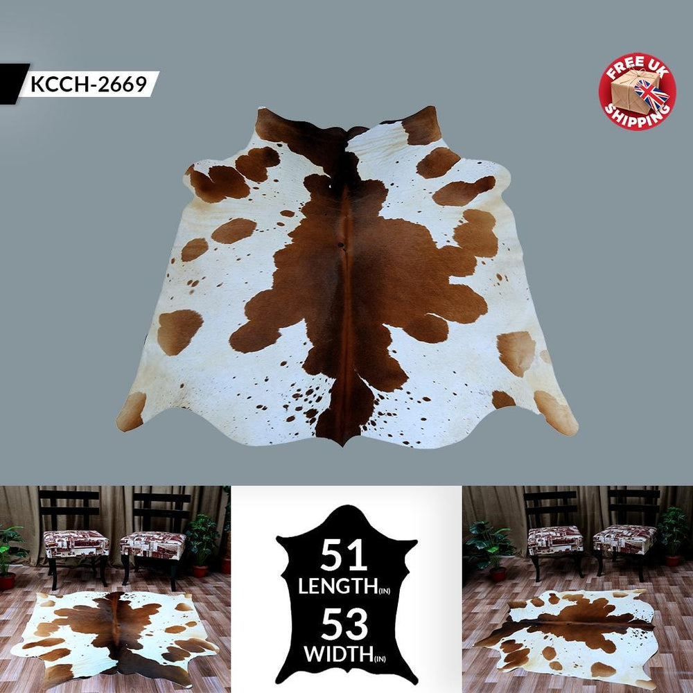Luxury Red & White Cowhide Rug with Hypoallergenic Properties - Non-Slip Backing - Perfect for Bedroom and Living Room Decor - Free UK - Celestial Leather Limited