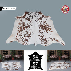 Luxury Brown and White Cowhide Rug - Large Hypoallergenic Rug with Non-Slip Suede Back - Natural Hair Cow Skin Rug for Home Decor - Celestial Leather Limited