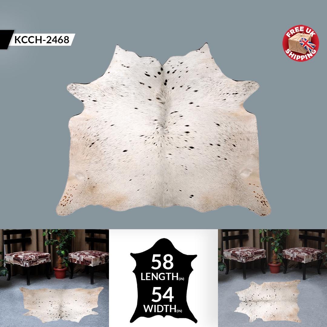 Luxurious Brown & White Cowhide Rug | Large Size | Hypoallergenic - Non-Slip Back | Unique Animal Pattern | Free Shipping