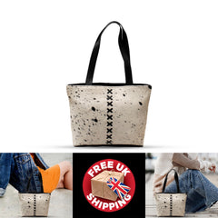 Stylish White Cowhide Shoulder Bag - Handmade Leather Tote with Zipped Pocket, Versatile & Easy to Clean, Ideal for Daily Use