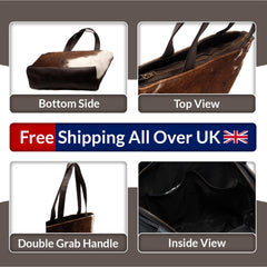 Stylish Dark Brown and White Shoulder Bag - Handmade Cowhide Leather Purse with Animal Print for Women's Casual Chic Style