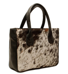 Stylish Dark Brown & White Cowhide Tote Bag w/ Handmade South Asian Craftsmanship - Unique Animal Print Variations - Perfect for Daily Wear
