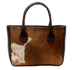 Luxurious Brown and White Cowhide Shoulder Bag - Handmade Leather Tote for Women, Stylish and Practical Daily Handbag
