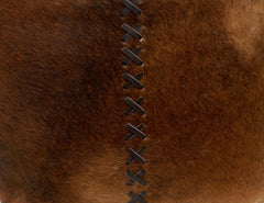 Stylish Brown and White Cowhide Shoulder Bag - Handmade Leather Tote with Zipped Closure, Fashionable and Versatile Daily Handbag