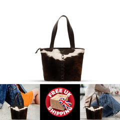 Luxurious Cowhide Shoulder Bag with Brown And White Cowskin Leather - Handcrafted Handbag For Women, Durable and Stylish Purse for Daily