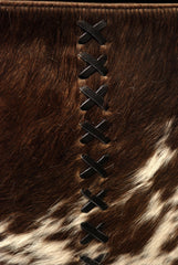 Stylish Brown and White Cowhide Shoulder Bag – Handmade Natural Leather Purse for Women's Casual Chic Outfits