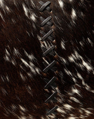 Chic Brown and White Cowhide Shoulder Bag with Natural Animal Print - Handmade Leather Purse for Women's Fashion - Spacious and Versatile