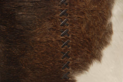 Stylish Dark Brown & White Cowhide Shoulder Bag - Handmade Leather Purse for Women - Fashionable - Spacious Animal Print Tote Bag