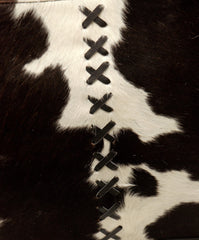 Stylish Black & White Cowhide Shoulder Bag - Handmade Hair-On Leather Cowskin Purse with Ample Storage - Secure Zipper for Women