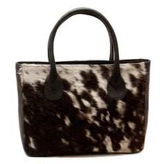 Fashionable Brown and White Cowhide Shoulder Bag - Handmade Leather Purse for Women - Chic & Versatile Design - Spacious - Practical - Easy