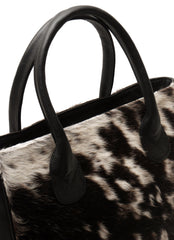 Fashionable Brown and White Cowhide Shoulder Bag - Handmade Leather Purse for Women - Chic & Versatile Design - Spacious - Practical - Easy