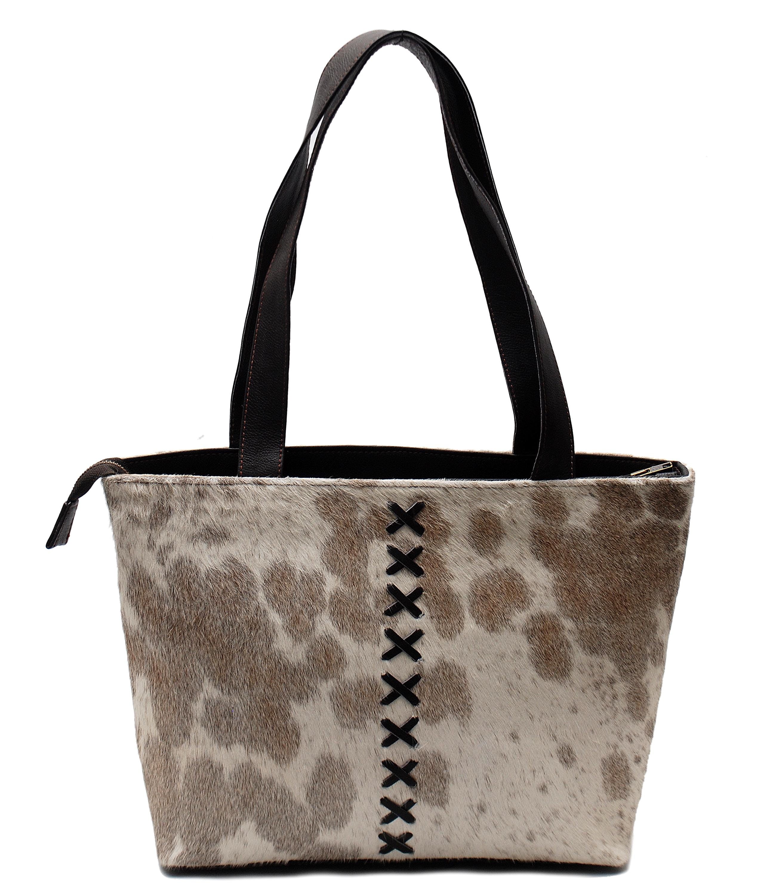 Stylish White Cowhide Shoulder Bag - Handmade Hair-On Leather Purse for Women's Daily Use