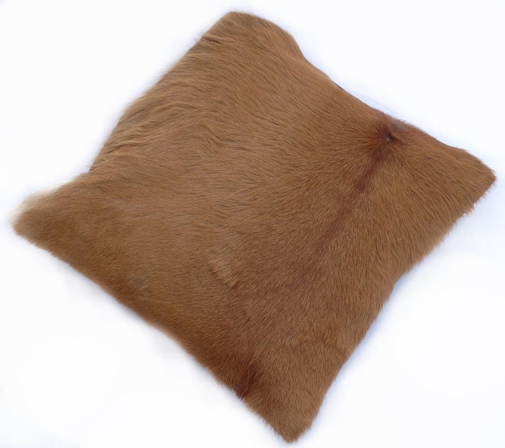 Luxurious Handmade Brown and White Cowhide Accent Cushion Cover for Sofa - Unique Pattern, Genuine Leather, Hidden Zipper - Western Modern